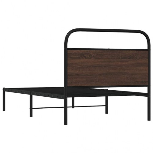 Sengeramme med sengegavl 107 x 203 cm - brun egetræ