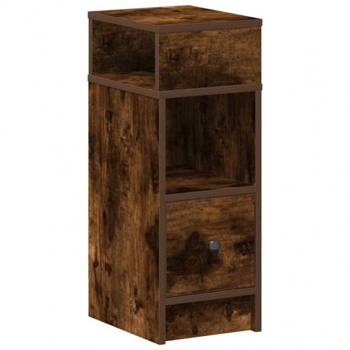 Sengebord med skuffe 25 x 31 x 66 cm - røget egetræsfarve