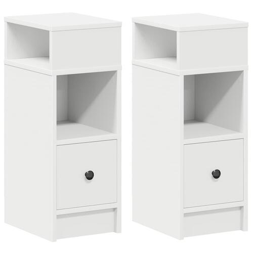 Sengeborde 2 stk. med skuffe 25x31x66 cm hvid