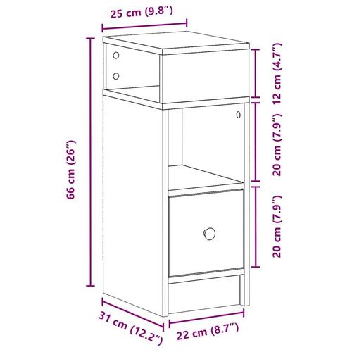 Sengeborde 2 stk. med skuffe 25x31x66 cm hvid