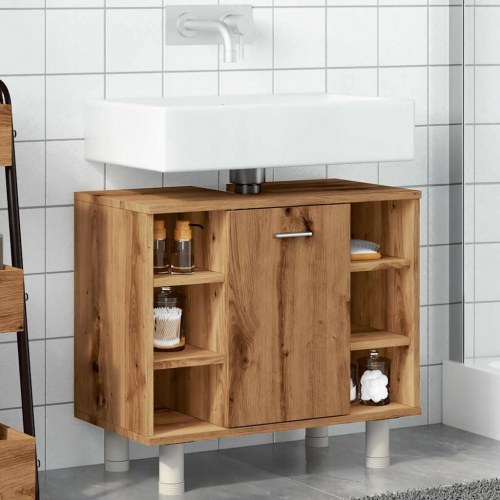 Badeværelsesskab 60 × 32 × 53,5 cm - konstrueret træ i kunsteg