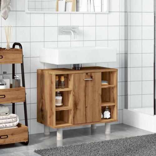 Badeværelsesskab 60 × 32 × 53,5 cm - konstrueret træ i kunsteg