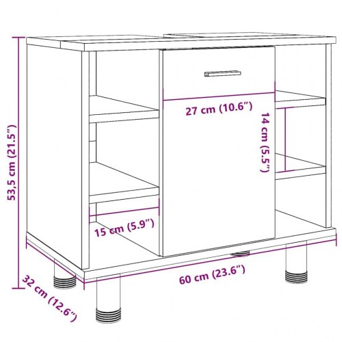 Badeværelsesskab 60 × 32 × 53,5 cm - konstrueret træ i kunsteg