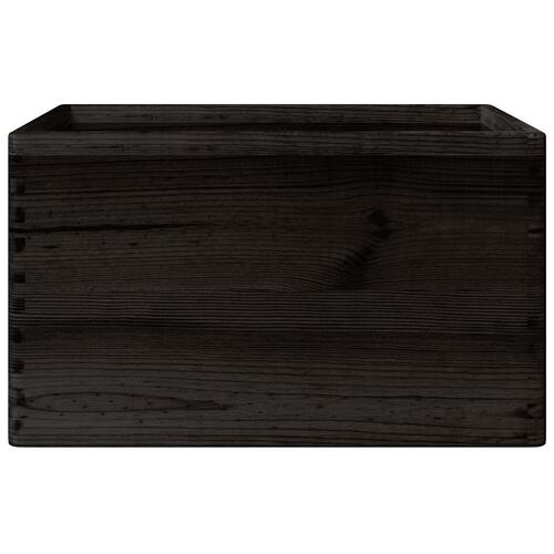 Trækasse med håndtag sort 40x30x23 cm massivt træ fyrretræ