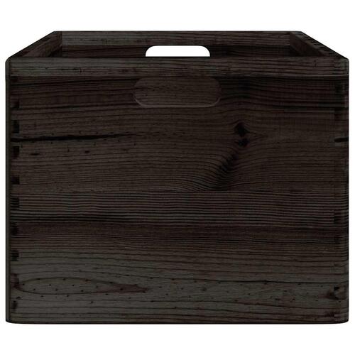 Trækasse med håndtag sort 40x30x23 cm massivt træ fyrretræ