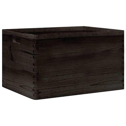 Trækasse med håndtag sort 40x30x23 cm massivt træ fyrretræ
