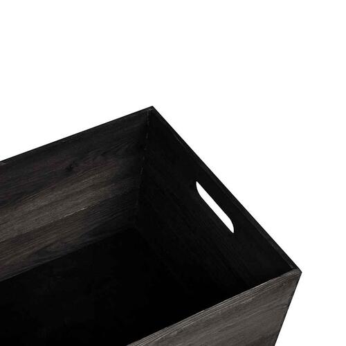 Trækasse med håndtag sort 40x30x23 cm massivt træ fyrretræ