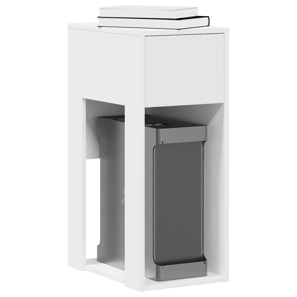 Computertårnstativ Med Skuffe 30x44x74 Hvid