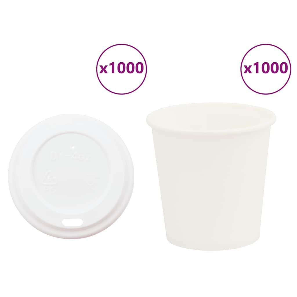 Kaffekopper af papir med låg 1000 stk. 4oz 100ml