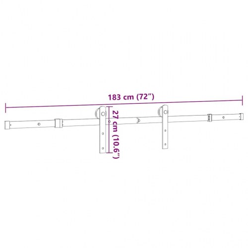Skinnesæt til skydedør 183 cm - sort
