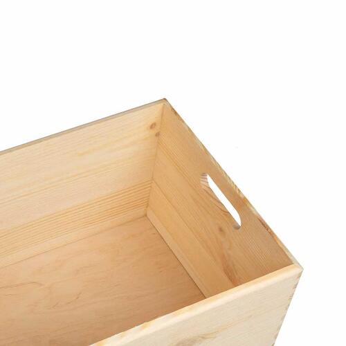 Trækasse med håndtag 40x30x23 cm massivt træ fyrretræ