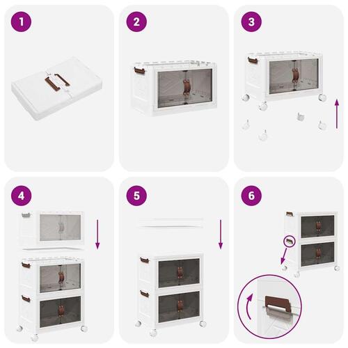 Stabelbar opbevaringskasse med hjul 2-etagers 75 L 64x40x76 cm