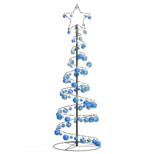 LED-juletræ med kugler 100 LED'er 150 cm varmt hvidt lys