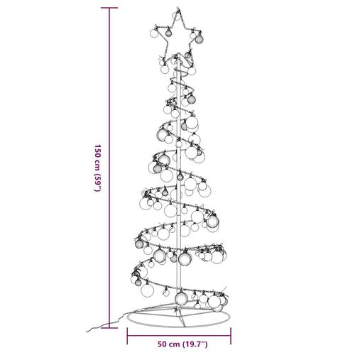 LED-juletræ med kugler 100 LED'er 150 cm varmt hvidt lys