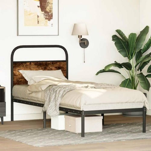 Sengeramme 80x200 cm uden madras konstrueret træ røget eg