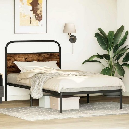 Sengeramme 90x200 cm uden madras konstrueret træ røget eg
