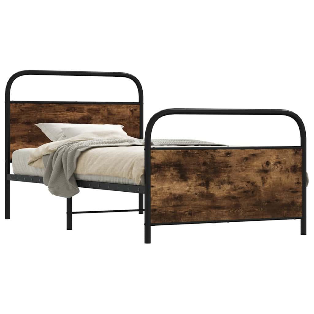 Sengeramme 100x190 Cm Uden Madras Konstrueret Træ Røget Eg
