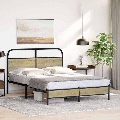 Sengeramme 120 x 200 cm med sengegavl - sonoma-eg