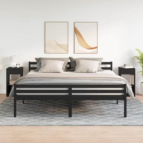 Sengeborde med skuffe 2 stk. 35x34x66,5 cm sort-eg