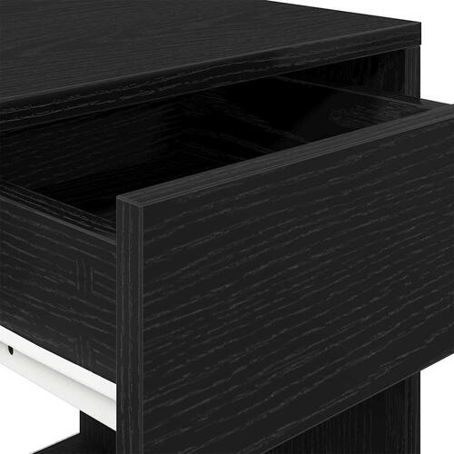 Sengeborde med skuffe 2 stk. 35x34x66,5 cm sort-eg