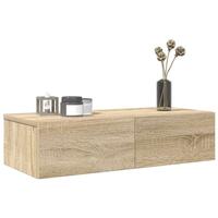 Væghylde med skuffer 60x26,5x15 cm konstrueret træ sonoma-eg