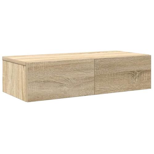 Væghylde med skuffer 60x26,5x15 cm konstrueret træ sonoma-eg