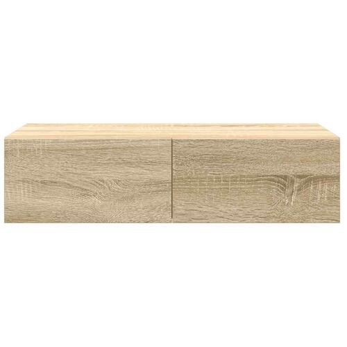 Væghylde med skuffer 60x26,5x15 cm konstrueret træ sonoma-eg