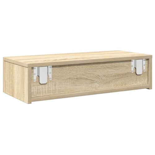 Væghylde med skuffer 60x26,5x15 cm konstrueret træ sonoma-eg