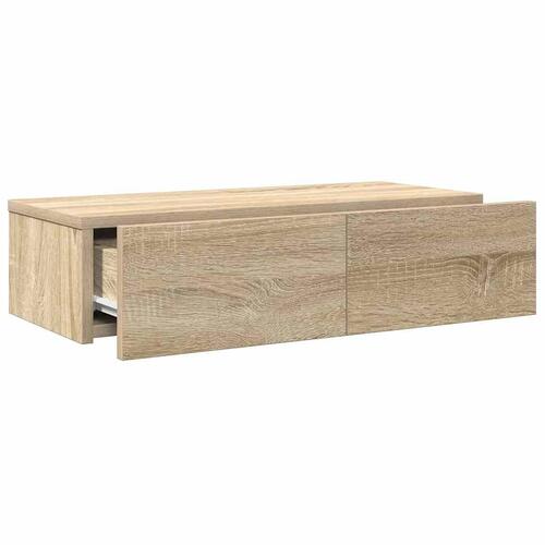 Væghylde med skuffer 60x26,5x15 cm konstrueret træ sonoma-eg