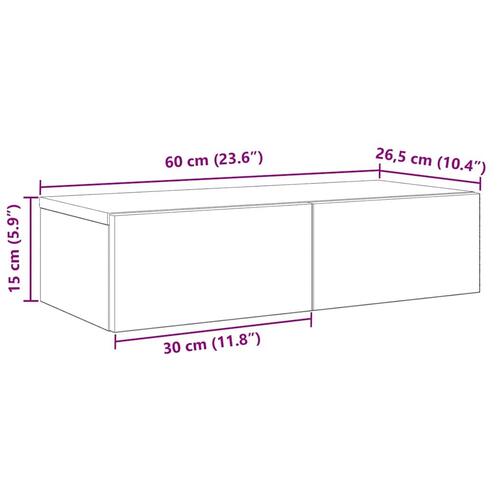Væghylde med skuffer 60x26,5x15 cm konstrueret træ sonoma-eg