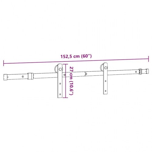 Skinnesæt til skydedør 152 cm - sort