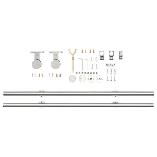 Hardwarekit til skydedør 200 cm rustfrit stål sølvfarvet