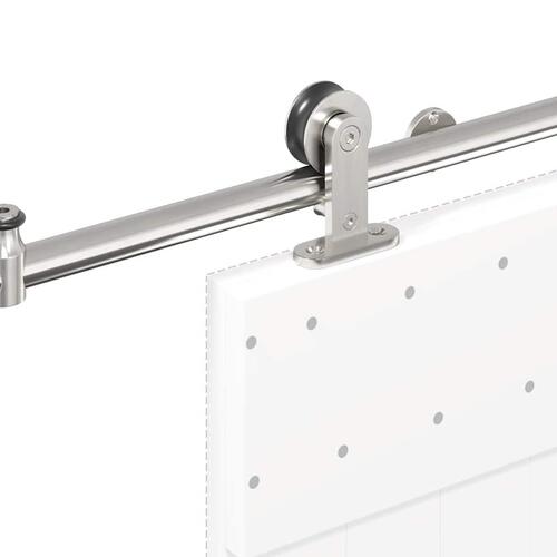 Hardwarekit til skydedør 200 cm rustfrit stål sølvfarvet