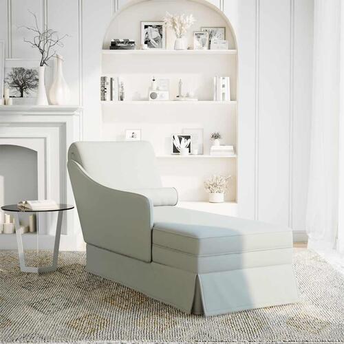 Chaiselong med bolster og højre armlæn fløjl lysegrå