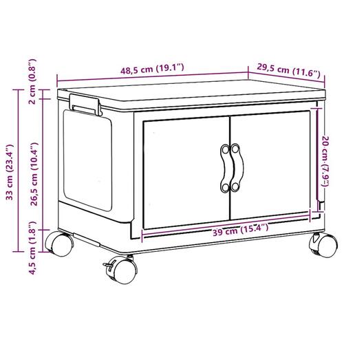 Stabelbar opbevaringskasse med hjul 28 L 48,5x29,5x33 cm