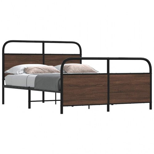 Sengeramme 140 x 190 cm i metal - brun egetræ