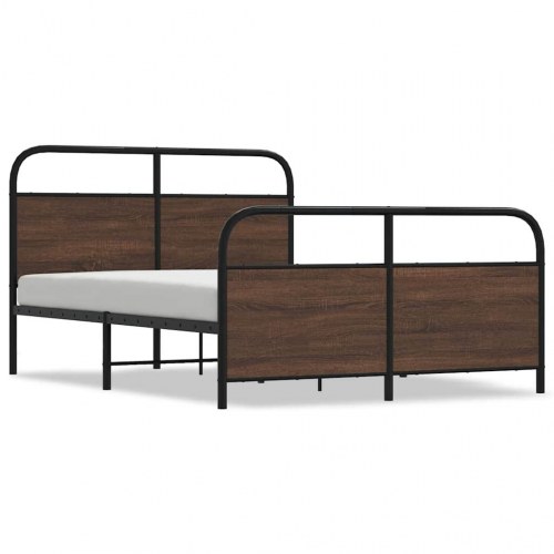 Sengeramme 140 x 190 cm i metal - brun egetræ