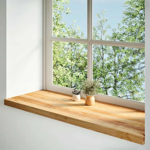 Vindueskarme i massivt egetræ - 2 stk, lysebrun, 110×40×2 cm