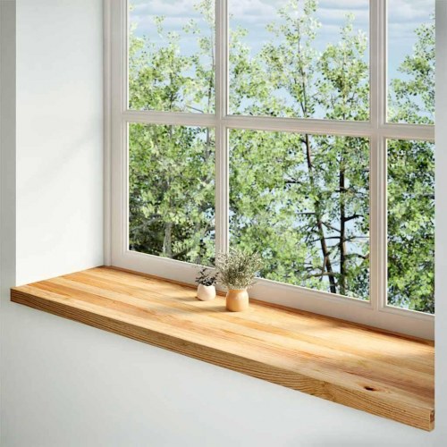 Vindueskarme 2 stk lysebrun 140x40x2 cm massivt egetræ