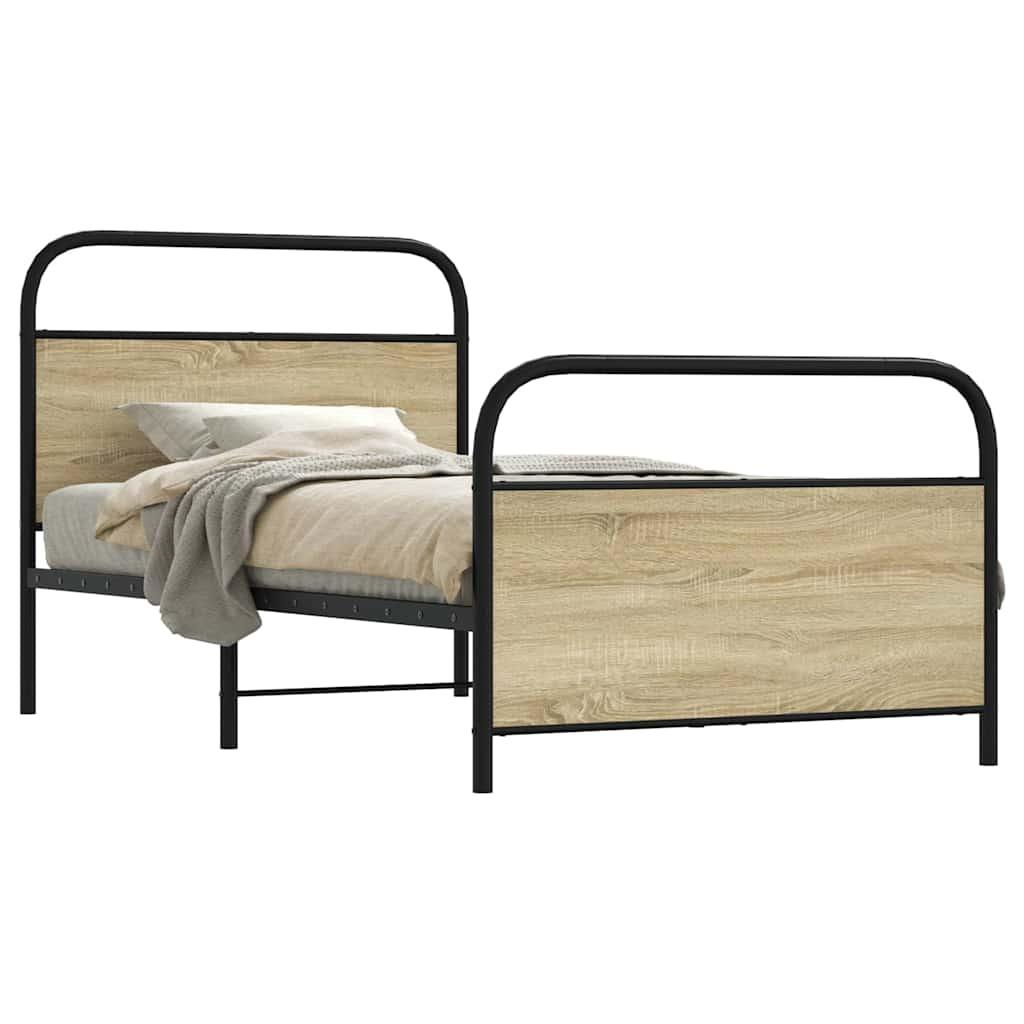 Sengeramme 90x200 Cm Uden Madras Konstrueret Træ Sonoma Eg