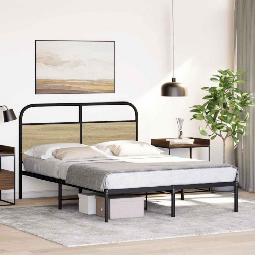 Sengeramme 120 x 190 cm uden madras med sengegavl - sonoma-eg