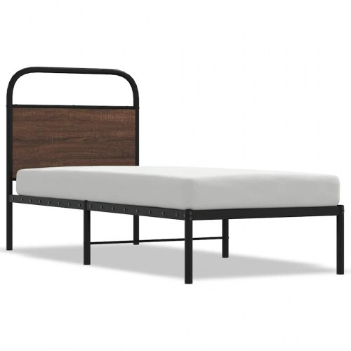 Sengeramme 75x190 cm uden madras konstrueret træ brunt eg