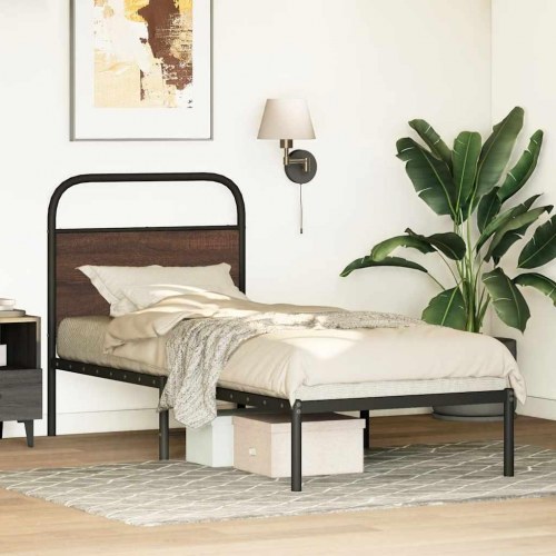 Sengeramme 75x190 cm uden madras konstrueret træ brunt eg