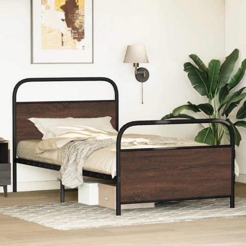 Sengeramme 100 x 190 cm uden madras - brun egetræ