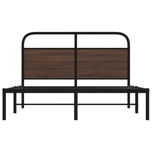 Sengeramme 135 x 190 cm med sengegavl uden madras - brun egetræ