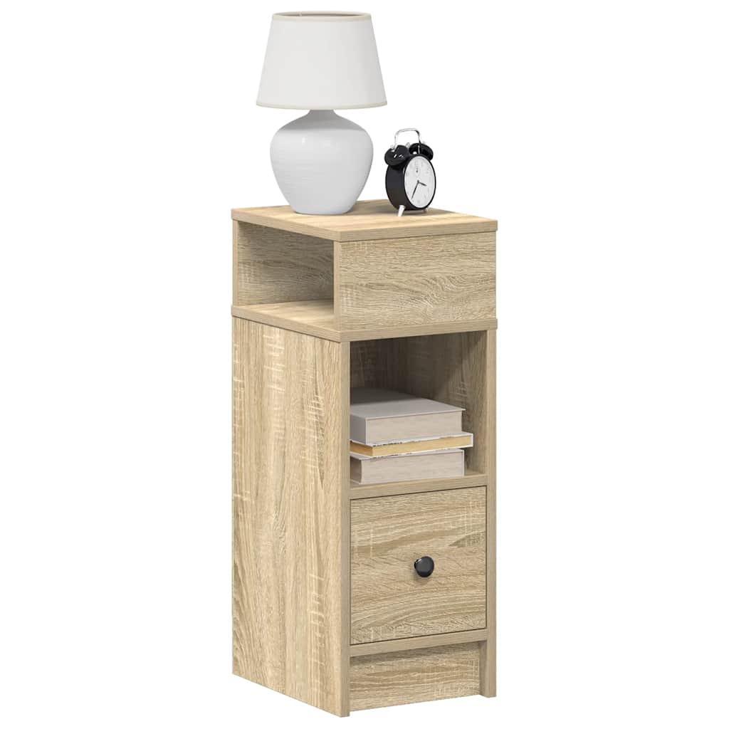 Sengeborde 2 stk. med skuffe 25x31x66 cm sonoma-eg billede