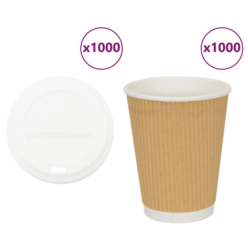 Kaffekopper af papir med låg 1000 stk. 12oz 300ml