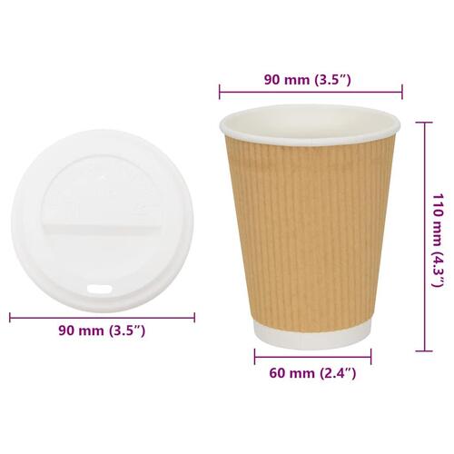 Kaffekopper af papir med låg 1000 stk. 12oz 300ml