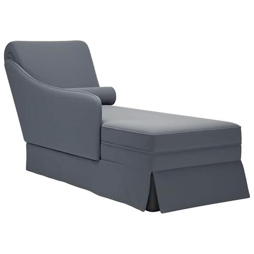 Chaiselong med bolster og højre armlæn fløjl mørkegrå