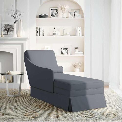 Chaiselong med bolster og højre armlæn fløjl mørkegrå